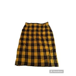 Vintage Evan Picone Sport Y2K Clueless Yellow Plaid Wrap Skirt Size 12